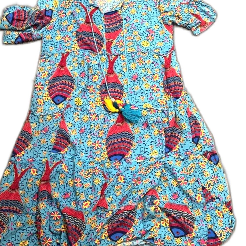 Vintage Beautiful Boho style mandala dress with tassels
